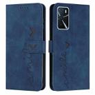 For OPPO A16/A16s Skin Feel Heart Pattern Leather Phone Case(Blue) - 1