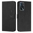 For OPPO A16/A16s Skin Feel Heart Pattern Leather Phone Case(Black) - 1