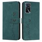 For OPPO A16/A16s Skin Feel Heart Pattern Leather Phone Case(Green) - 1