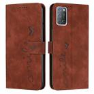 For OPPO A52/A72/A92 Skin Feel Heart Pattern Leather Phone Case(Brown) - 1