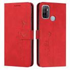 For OPPO A53 Skin Feel Heart Pattern Leather Phone Case(Red) - 1