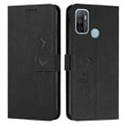 For OPPO A53 Skin Feel Heart Pattern Leather Phone Case(Black) - 1