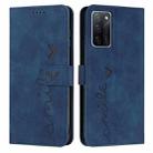 For OPPO A55s Skin Feel Heart Pattern Leather Phone Case(Blue) - 1