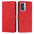 For OPPO A57 Skin Feel Heart Pattern Leather Phone Case(Red) - 1
