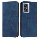 For OPPO A57 Skin Feel Heart Pattern Leather Phone Case(Blue) - 1