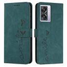 For OPPO A57 Skin Feel Heart Pattern Leather Phone Case(Green) - 1