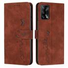 For OPPO A74 4G/F19 Skin Feel Heart Pattern Leather Phone Case(Brown) - 1