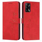 For OPPO A74 4G/F19 Skin Feel Heart Pattern Leather Phone Case(Red) - 1