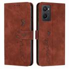 For OPPO A96 5G/Reno7 Z/OnePlus Nord N20 5G Skin Feel Heart Pattern Leather Phone Case(Brown) - 1