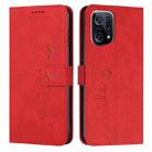 For OPPO Find X5 Pro Skin Feel Heart Pattern Leather Phone Case(Red) - 1