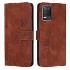 For OPPO Realme 8 5G/Realme V13 5G Skin Feel Heart Pattern Leather Phone Case(Brown) - 1