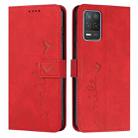 For OPPO Realme 8 5G/Realme V13 5G Skin Feel Heart Pattern Leather Phone Case(Red) - 1