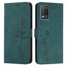 For OPPO Realme 8 5G/Realme V13 5G Skin Feel Heart Pattern Leather Phone Case(Green) - 1