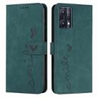 For OPPO Realme 9 Pro Skin Feel Heart Pattern Leather Phone Case(Green) - 1