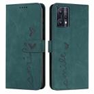 For OPPO Realme 9 Pro+ Skin Feel Heart Pattern Leather Phone Case(Green) - 1