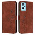 For OPPO Realme 9i Skin Feel Heart Pattern Leather Phone Case(Brown) - 1