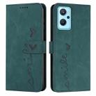 For OPPO Realme 9i Skin Feel Heart Pattern Leather Phone Case(Green) - 1