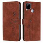 For OPPO Realme C12/C15 Skin Feel Heart Pattern Leather Phone Case(Brown) - 1