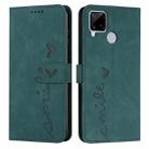 For OPPO Realme C12/C15 Skin Feel Heart Pattern Leather Phone Case(Green) - 1