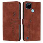 For OPPO Realme C21Y/C25Y Skin Feel Heart Pattern Leather Phone Case(Brown) - 1