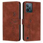 For OPPO Realme C31 4G Skin Feel Heart Pattern Leather Phone Case(Brown) - 1