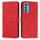 For OPPO Reno5 5G/Find X3 Lite Skin Feel Heart Pattern Leather Phone Case(Red) - 1