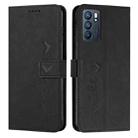 For OPPO Reno6 5G Skin Feel Heart Pattern Leather Phone Case(Black) - 1