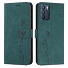 For OPPO Reno6 5G Skin Feel Heart Pattern Leather Phone Case(Green) - 1