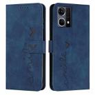 For OPPO Reno7 4G Skin Feel Heart Pattern Leather Phone Case(Blue) - 1