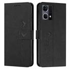 For OPPO Reno7 4G Skin Feel Heart Pattern Leather Phone Case(Black) - 1