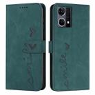 For OPPO Reno7 4G Skin Feel Heart Pattern Leather Phone Case(Green) - 1