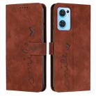 For OPPO Reno7 5G Skin Feel Heart Pattern Leather Phone Case(Brown) - 1