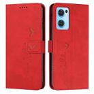 For OPPO Reno7 5G Skin Feel Heart Pattern Leather Phone Case(Red) - 1