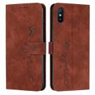 For Xiaomi Redmi 9A Skin Feel Heart Pattern Leather Phone Case(Brown) - 1