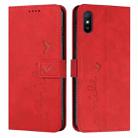 For Xiaomi Redmi 9A Skin Feel Heart Pattern Leather Phone Case(Red) - 1