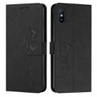 For Xiaomi Redmi 9A Skin Feel Heart Pattern Leather Phone Case(Black) - 1