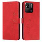For Xiaomi Redmi 10A Skin Feel Heart Pattern Leather Phone Case(Red) - 1