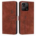 For Xiaomi Redmi 10C Skin Feel Heart Pattern Leather Phone Case(Brown) - 1