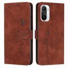 For Xiaomi Redmi K40/K40 Pro Skin Feel Heart Pattern Leather Phone Case(Brown) - 1