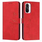 For Xiaomi Redmi K40/K40 Pro Skin Feel Heart Pattern Leather Phone Case(Red) - 1