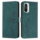 For Xiaomi Redmi K40/K40 Pro Skin Feel Heart Pattern Leather Phone Case(Green) - 1