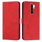 For Xiaomi Redmi Note 8 Pro Skin Feel Heart Pattern Leather Phone Case(Red) - 1