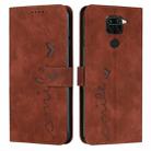 For Xiaomi Redmi Note 9 Skin Feel Heart Pattern Leather Phone Case(Brown) - 1