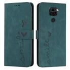 For Xiaomi Redmi Note 9 Skin Feel Heart Pattern Leather Phone Case(Green) - 1