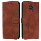 For Xiaomi Redmi Note 9s/Note 9 Pro Skin Feel Heart Pattern Leather Phone Case(Brown) - 1
