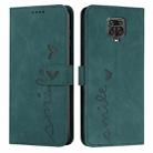 For Xiaomi Redmi Note 9s/Note 9 Pro Skin Feel Heart Pattern Leather Phone Case(Green) - 1