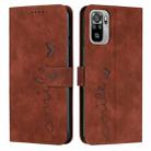 For Xiaomi Redmi Note 10 4G/Note 10s Skin Feel Heart Pattern Leather Phone Case(Brown) - 1