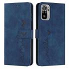 For Xiaomi Redmi Note 10 4G/Note 10s Skin Feel Heart Pattern Leather Phone Case(Blue) - 1