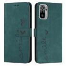 For Xiaomi Redmi Note 10 4G/Note 10s Skin Feel Heart Pattern Leather Phone Case(Green) - 1