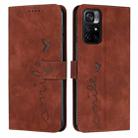 For Xiaomi Redmi Note 11 5G Skin Feel Heart Pattern Leather Phone Case(Brown) - 1